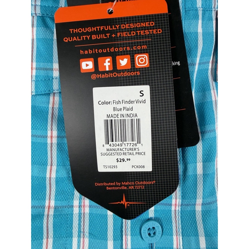 New HABIT MENS Short SLEEVE Crayfish Creek RIVER Vented Outdoor SHIRT Blue S - Picture 7 of 13
